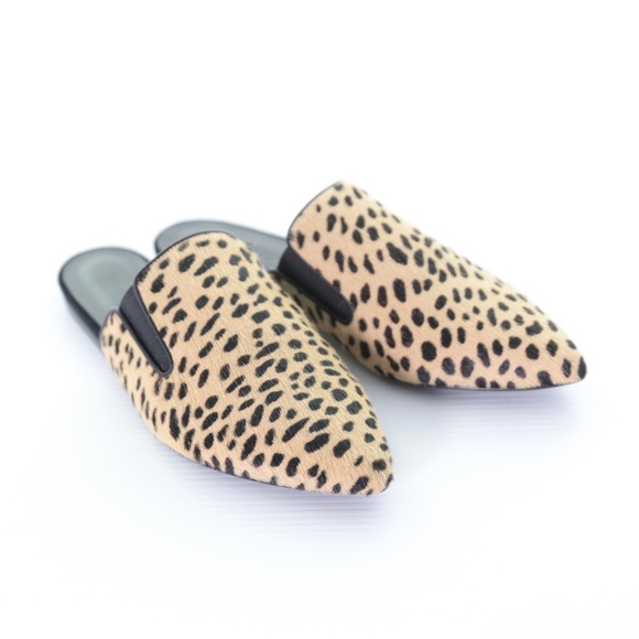 NWOT Jenni Kayne Cheetah Pony Hair Slip On Mule Flats Womens 10M / 40 Italy - Picture 1 of 11